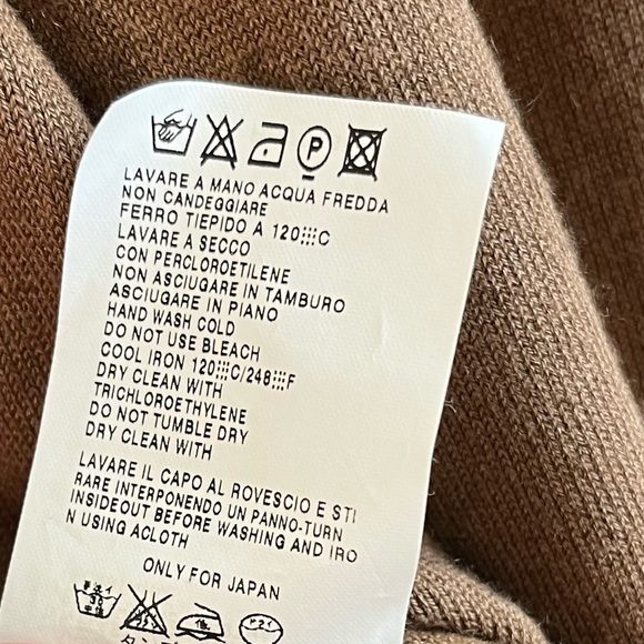 Max Mara Turtleneck Camel Tan Silk & Cashmere Blend Knit Top Sz L EUC - Picture 9 of 9